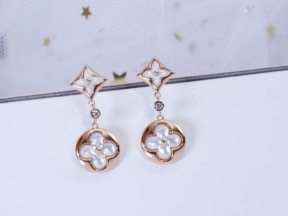 [Aetheris]STAR AND SUN ROSE GOLD MOP DROP EARRINGS