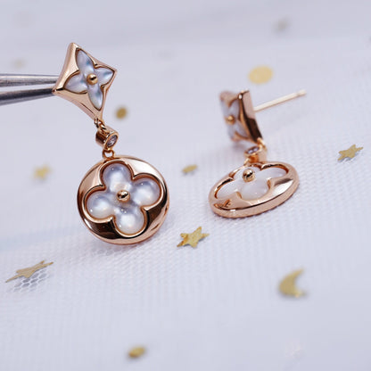 [Aetheris]STAR AND SUN ROSE GOLD MOP DROP EARRINGS