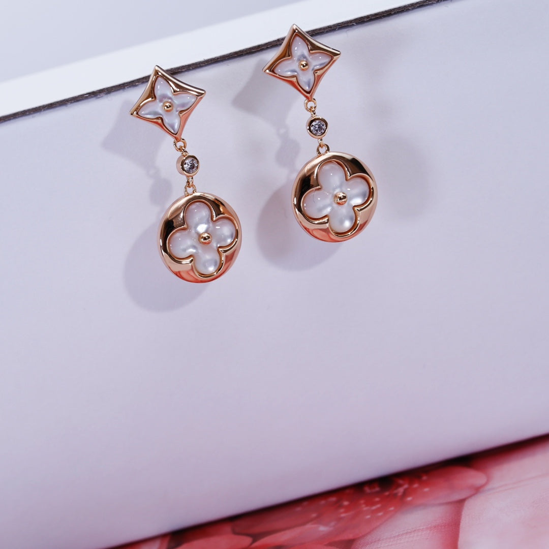 [Aetheris]STAR AND SUN ROSE GOLD MOP DROP EARRINGS