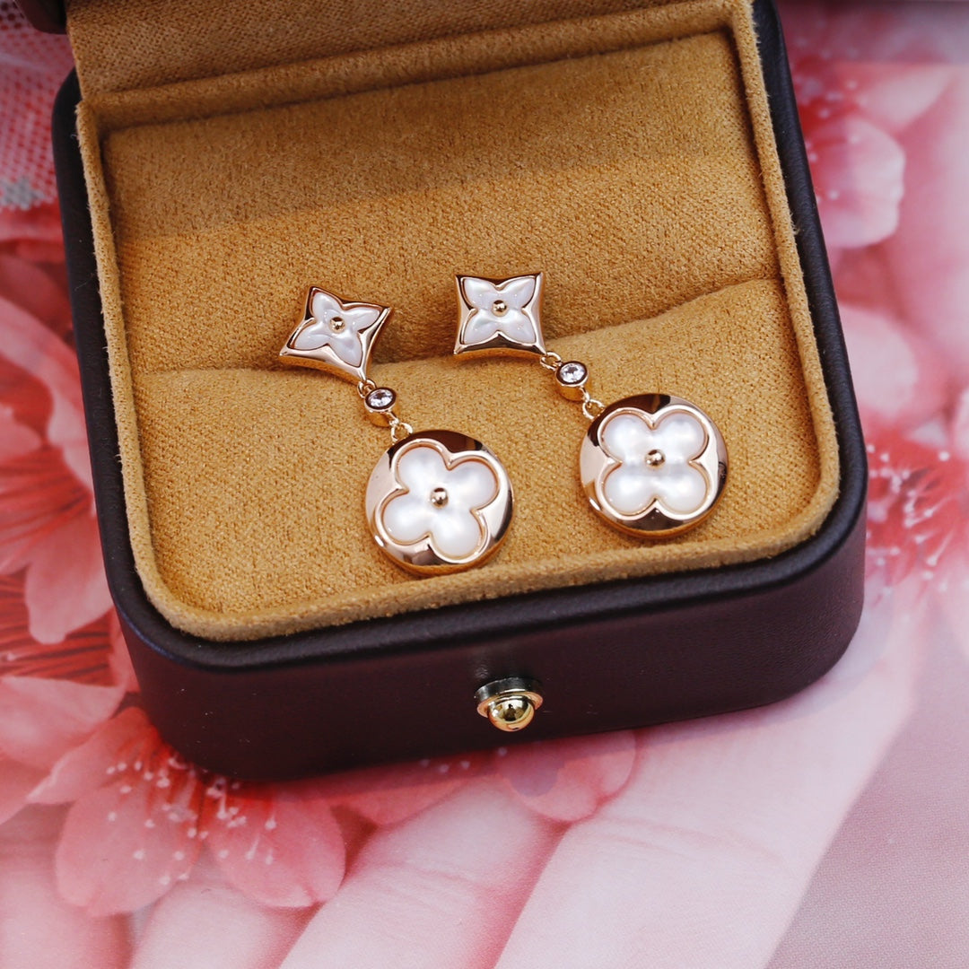 [Aetheris]STAR AND SUN ROSE GOLD MOP DROP EARRINGS