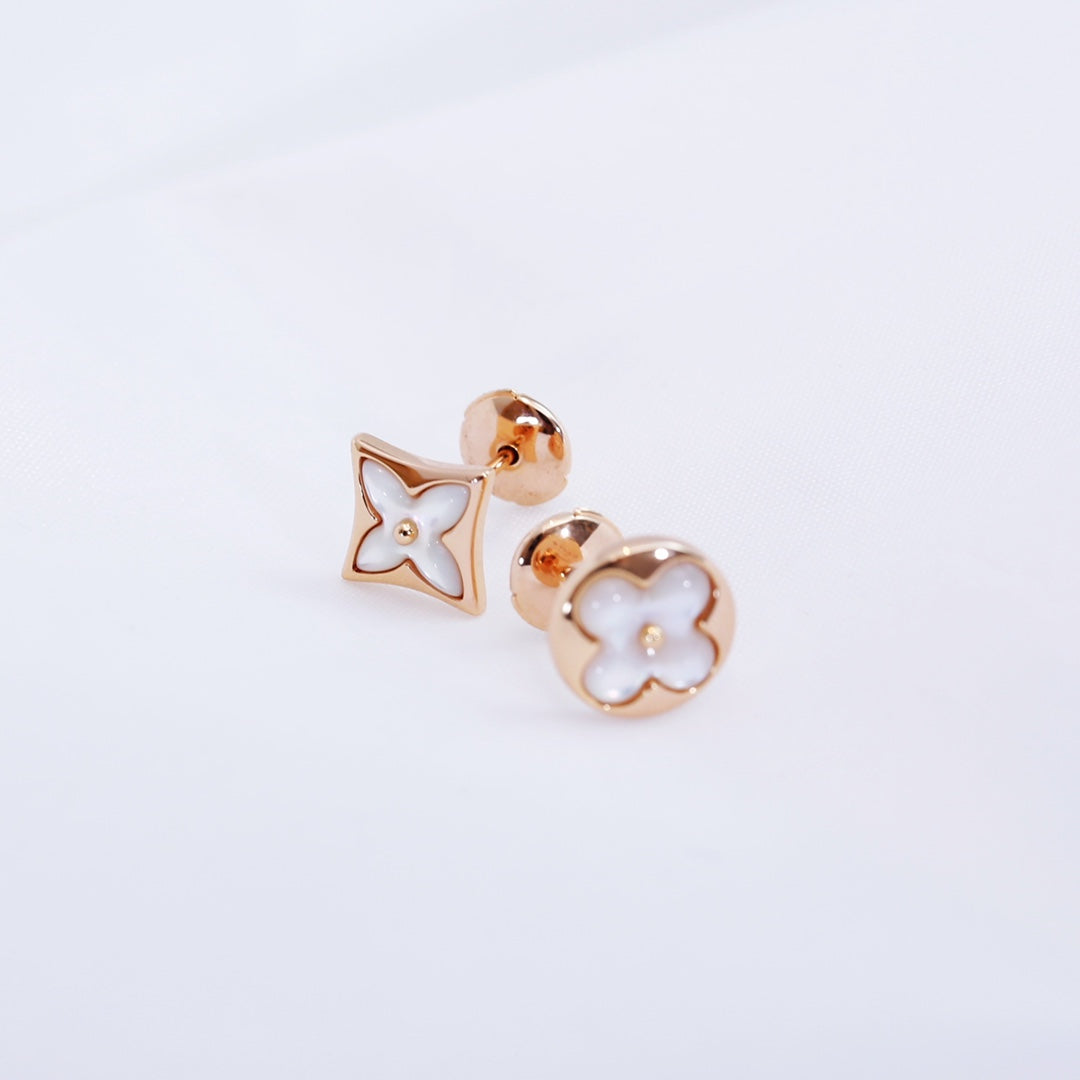 [Aetheris]STAR AND SUN ROSE GOLD MOP STUD EARRINGS