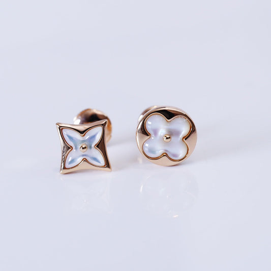 [Aetheris]STAR AND SUN ROSE GOLD MOP STUD EARRINGS