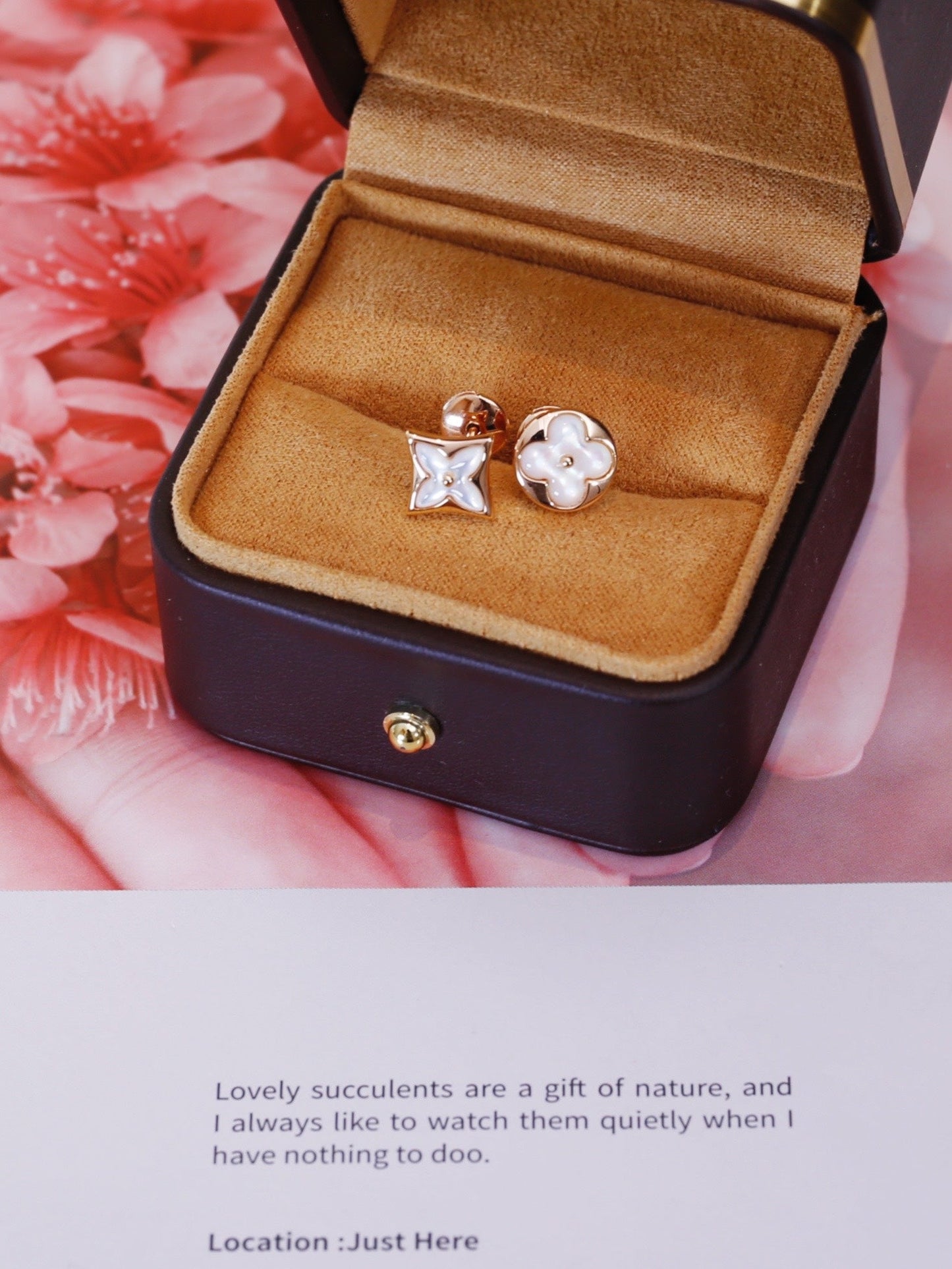 [Aetheris]STAR AND SUN ROSE GOLD MOP STUD EARRINGS