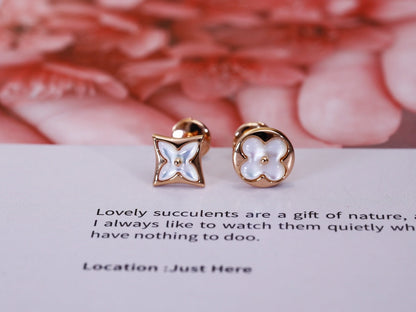 [Aetheris]STAR AND SUN ROSE GOLD MOP STUD EARRINGS