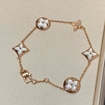 [Aetheris]STAR AND SUN 5 MOTIF MOP ROSE GOLD BRACELET