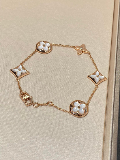 [Aetheris]STAR AND SUN 5 MOTIF MOP ROSE GOLD BRACELET