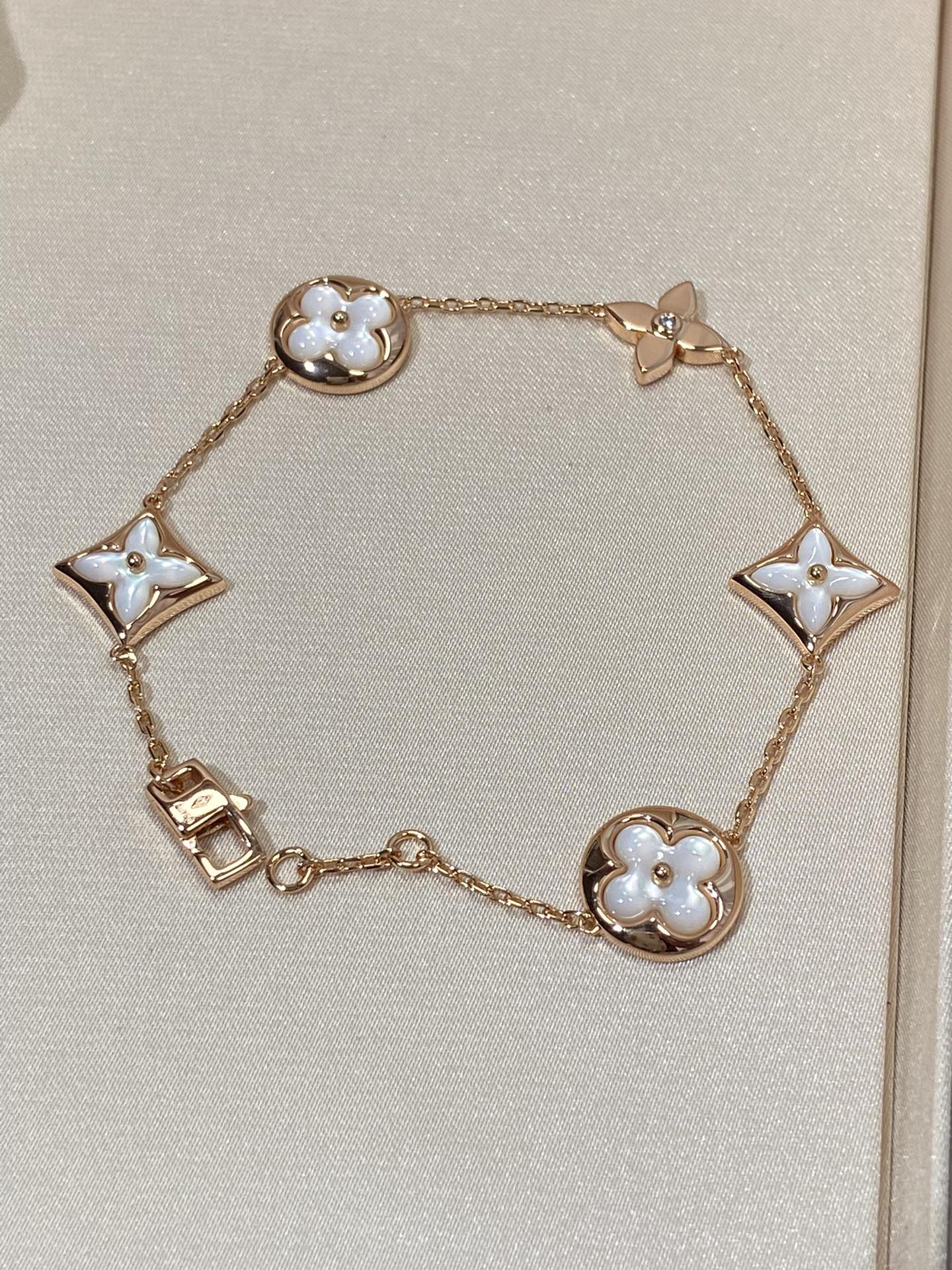 [Aetheris]STAR AND SUN 5 MOTIF MOP ROSE GOLD BRACELET