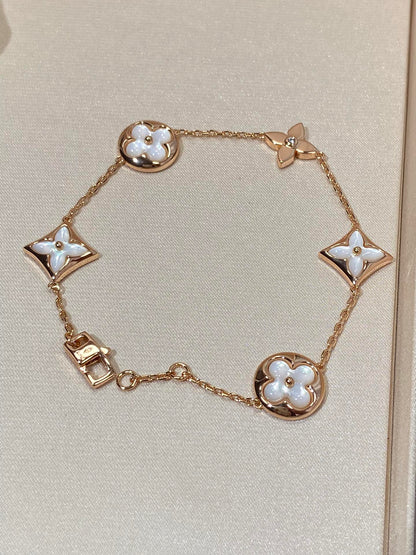 [Aetheris]STAR AND SUN 5 MOTIF MOP ROSE GOLD BRACELET