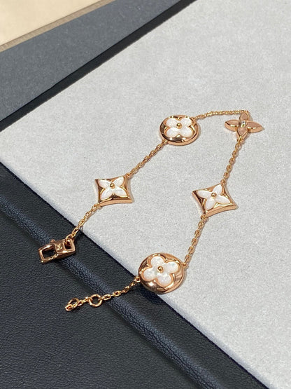 [Aetheris]STAR AND SUN 5 MOTIF MOP ROSE GOLD BRACELET