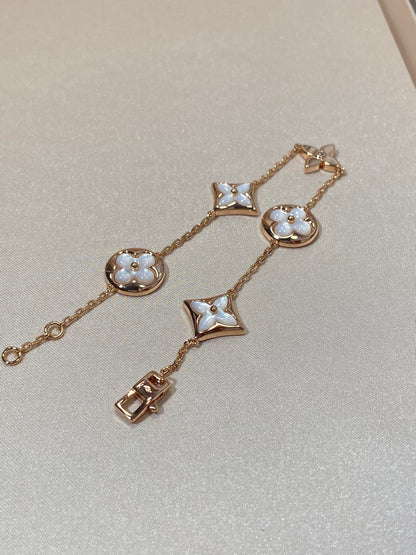 [Aetheris]STAR AND SUN 5 MOTIF MOP ROSE GOLD BRACELET