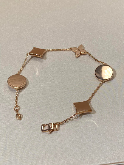 [Aetheris]STAR AND SUN 5 MOTIF MOP ROSE GOLD BRACELET