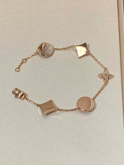 [Aetheris]STAR AND SUN 5 MOTIF MOP ROSE GOLD BRACELET