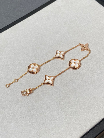 [Aetheris]STAR AND SUN 5 MOTIF MOP ROSE GOLD BRACELET