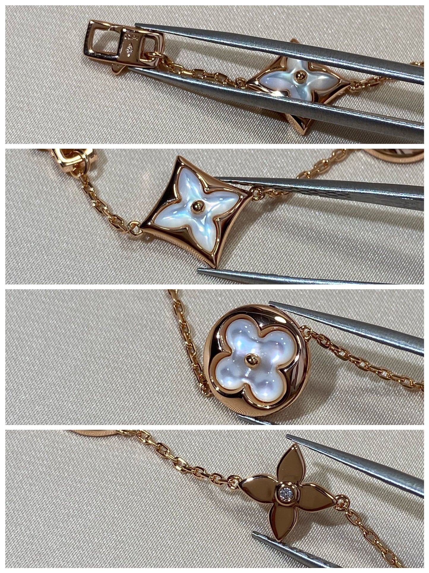 [Aetheris]STAR AND SUN 5 MOTIF MOP ROSE GOLD BRACELET