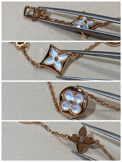[Aetheris]STAR AND SUN 5 MOTIF MOP ROSE GOLD BRACELET