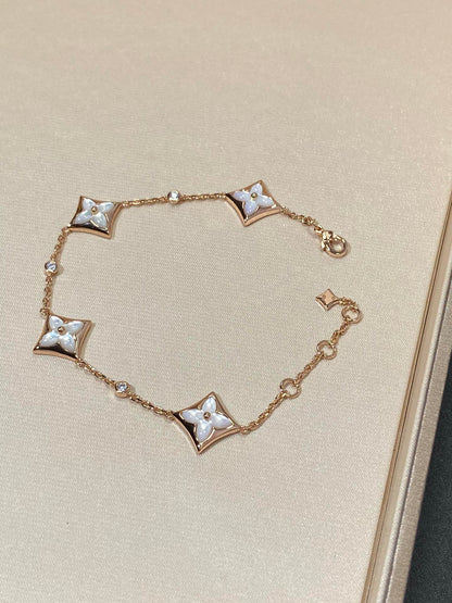 [Aetheris]STAR 4 MOTIF MOP DIAMOND ROSE GOLD BRACELET