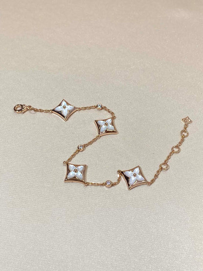 [Aetheris]STAR 4 MOTIF MOP DIAMOND ROSE GOLD BRACELET