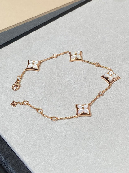 [Aetheris]STAR 4 MOTIF MOP DIAMOND ROSE GOLD BRACELET