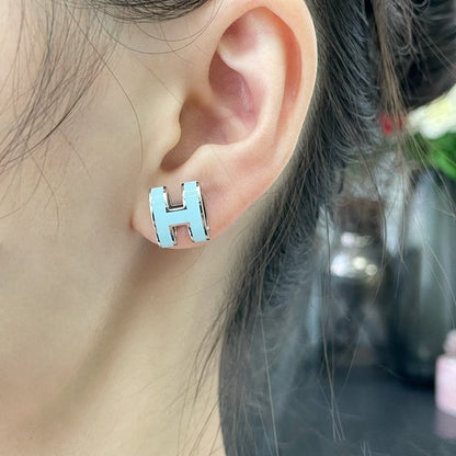 [Aetheris]POP H SKY BLUE STUD EARRINGS
