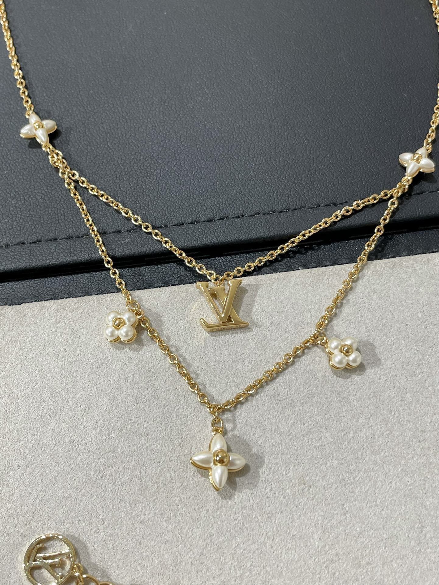 [Aetheris]FLOWERGRAM GOLD MOP DOUBLE ROW NECKLACE