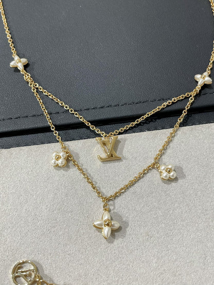 [Aetheris]FLOWERGRAM GOLD MOP DOUBLE ROW NECKLACE