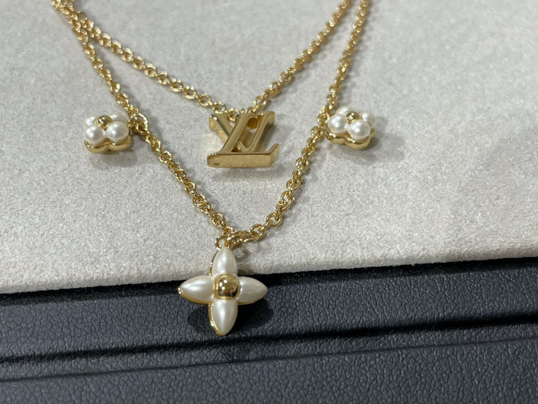 [Aetheris]FLOWERGRAM GOLD MOP DOUBLE ROW NECKLACE