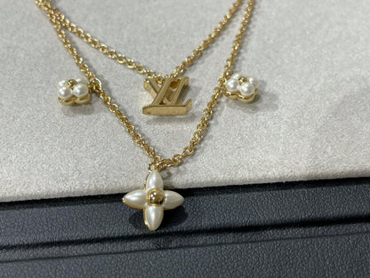 [Aetheris]FLOWERGRAM GOLD MOP DOUBLE ROW NECKLACE