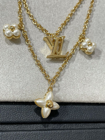 [Aetheris]FLOWERGRAM GOLD MOP DOUBLE ROW NECKLACE