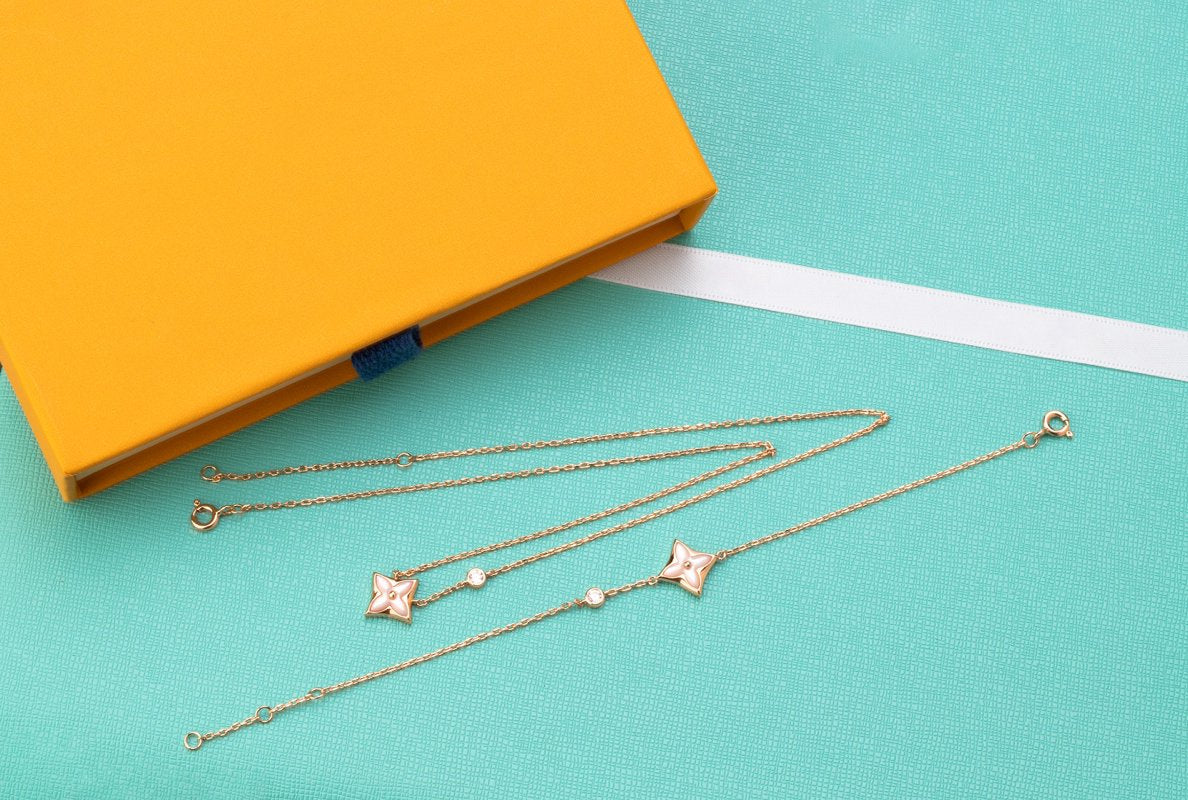 [Aetheris]STAR PINK MOP 1 DIAMOND ROSE GOLD NECKLACE