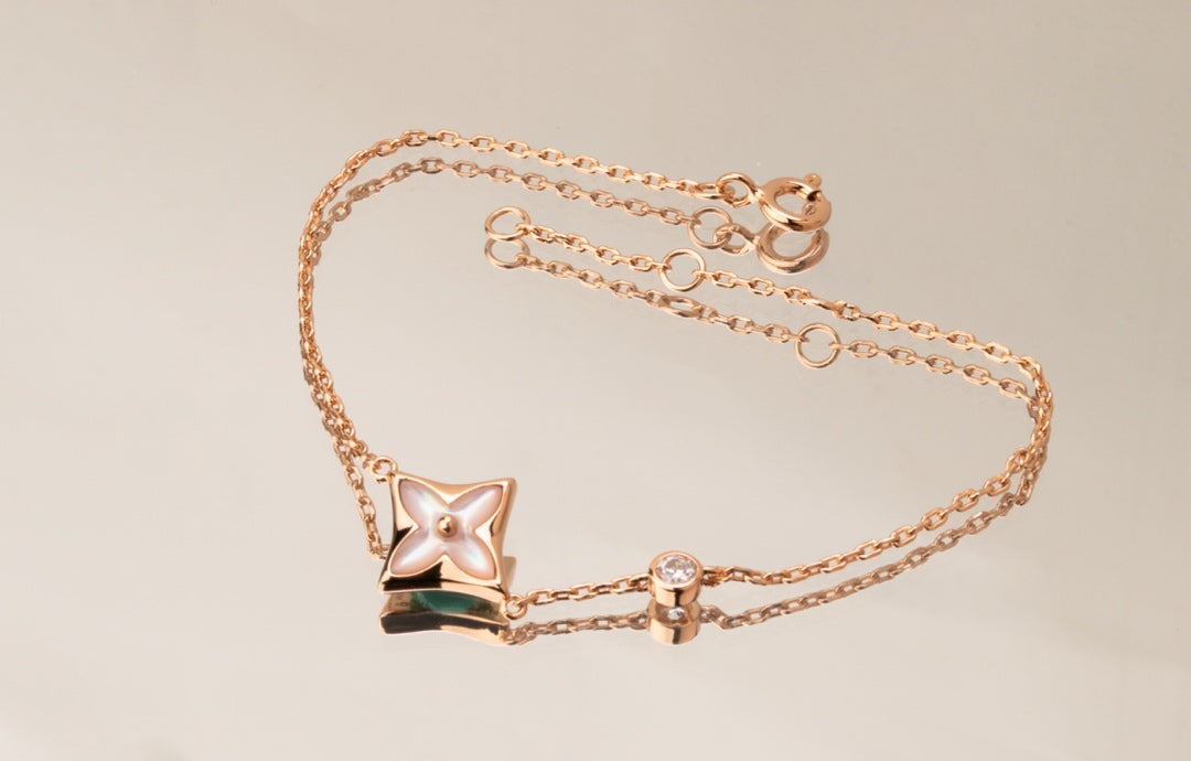 [Aetheris]STAR PINK MOP 1 DIAMOND ROSE GOLD NECKLACE