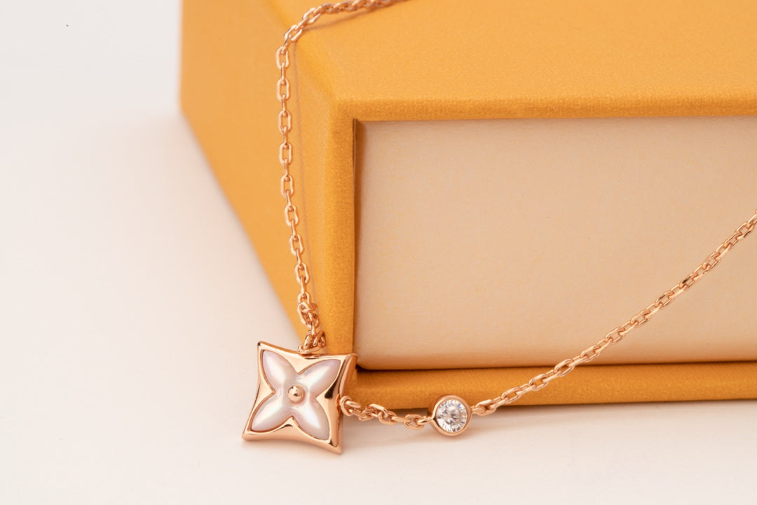 [Aetheris]STAR PINK MOP 1 DIAMOND ROSE GOLD NECKLACE