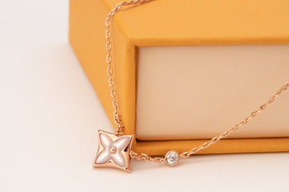 [Aetheris]STAR PINK MOP 1 DIAMOND ROSE GOLD NECKLACE