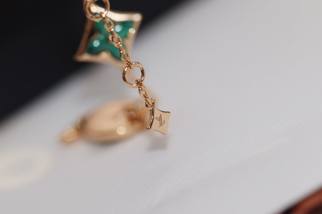 [Aetheris]STAR AND SUN 4 MOTIF ROSE GOLD MALACHITE BRACELET