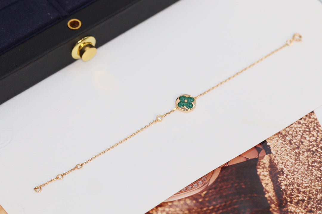 [Aetheris]STAR AND SUN 4 MOTIF ROSE GOLD MALACHITE BRACELET