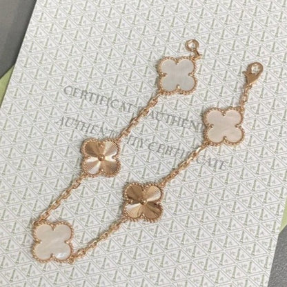 [Aetheris]LUCKY CLOVER 5-MOTIF BRACELET - WHITE MOTHER-OF-PEARL COLLECTION