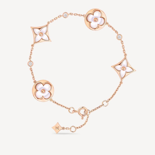 [Aetheris]STAR AND SUN 4 MOTIF WHITE MOP ROSE GOLD BRACELET