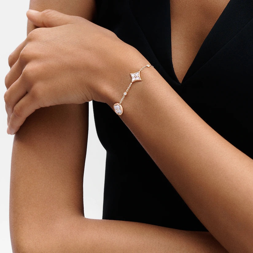 [Aetheris]STAR AND SUN 4 MOTIF WHITE MOP ROSE GOLD BRACELET