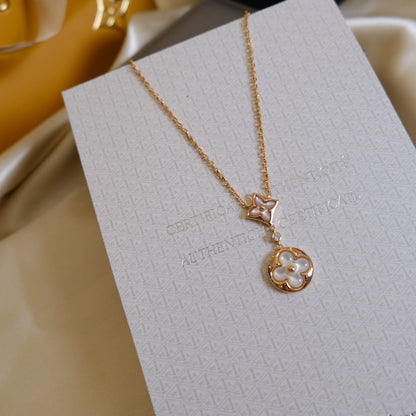 [Aetheris]STAR AND SUN WHITE MOP 2 MOTIF ROSE GOLD NECKLACE