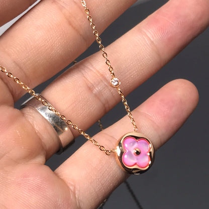 [Aetheris]COLOR BLOSSOM PINK MOP SUN GOLD NECKLACE