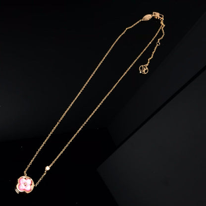 [Aetheris]COLOR BLOSSOM PINK MOP SUN GOLD NECKLACE
