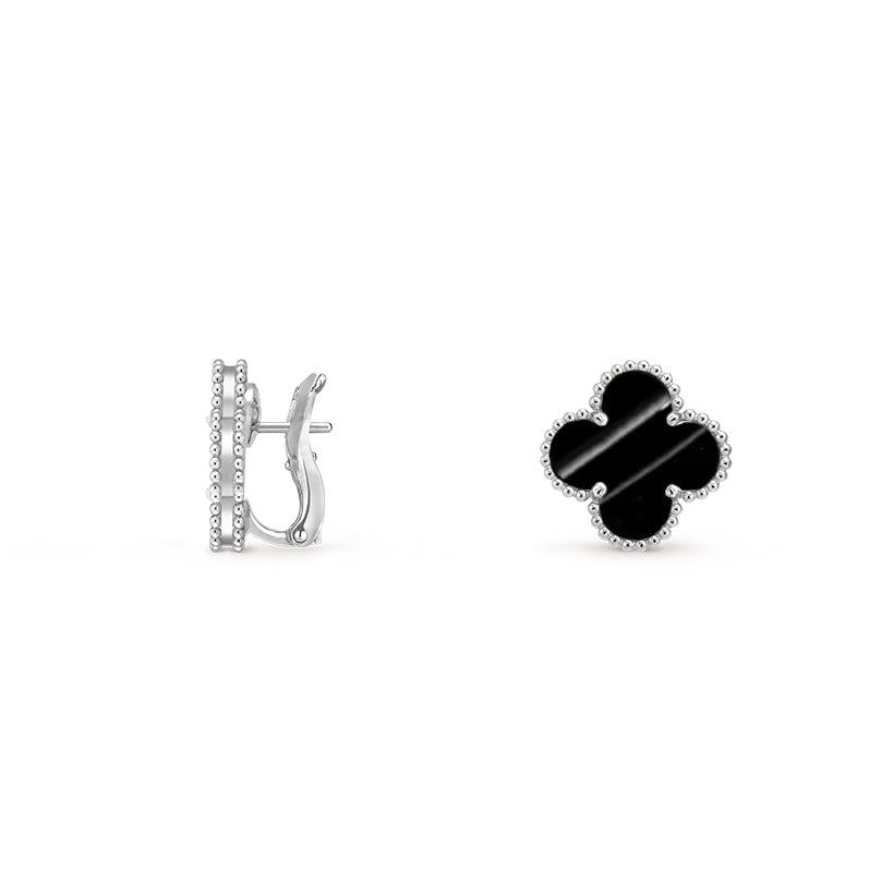 [Aetheris]15MM CLOVER FLOWER STUD EARRINGS WHITE GOLD COLLECTION
