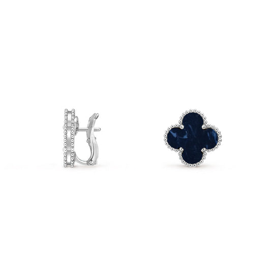 [Aetheris]15MM CLOVER FLOWER STUD EARRINGS WHITE GOLD COLLECTION