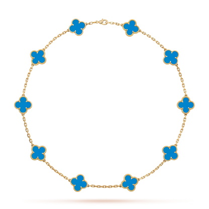 [Aetheris]KLASSISCHE GLÜCKS-KLEE-HALSKETTE MIT 10 MOTIVEN AUS DER GOLD-KOLLEKTION