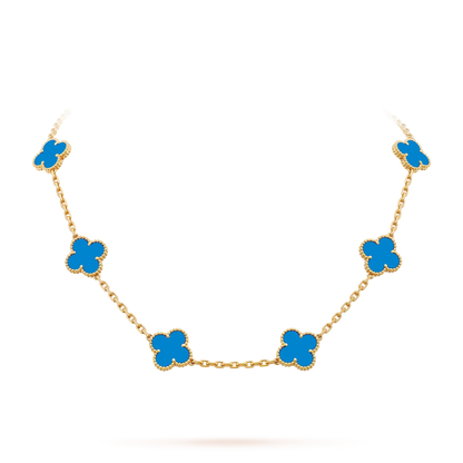 [Aetheris]KLASSISCHE GLÜCKS-KLEE-HALSKETTE MIT 10 MOTIVEN AUS DER GOLD-KOLLEKTION