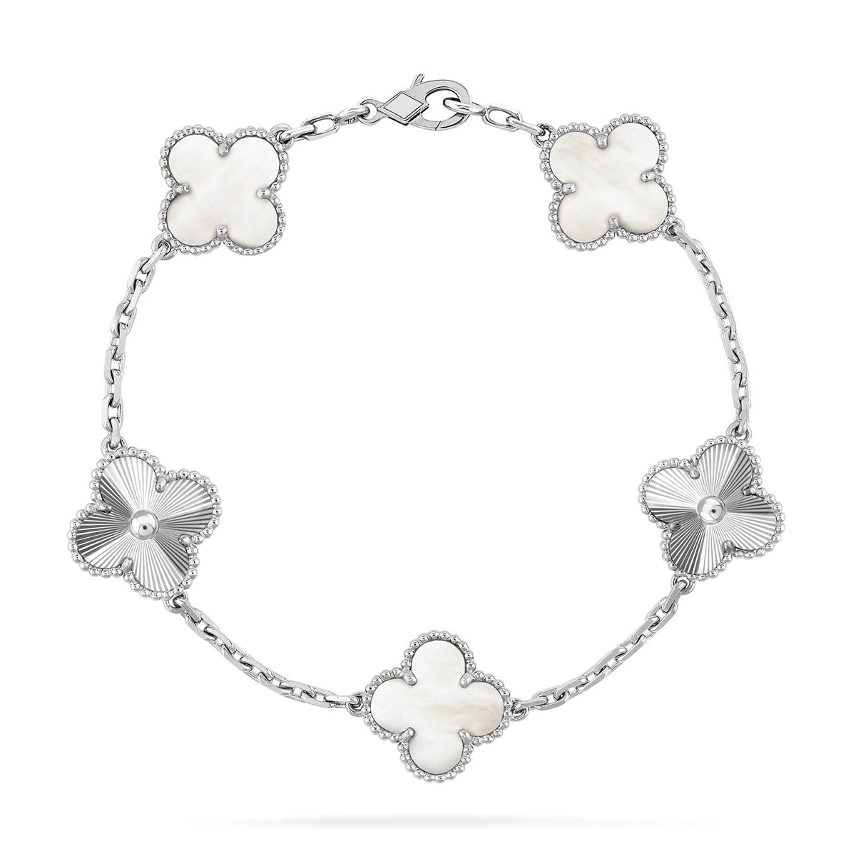 [Aetheris]LUCKY CLOVER 5-MOTIF BRACELET - WHITE MOTHER-OF-PEARL COLLECTION