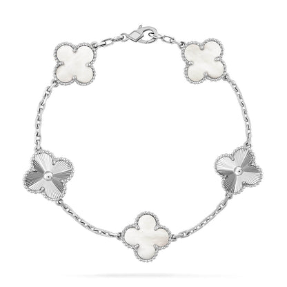 [Aetheris]LUCKY CLOVER 5-MOTIF BRACELET - WHITE MOTHER-OF-PEARL COLLECTION