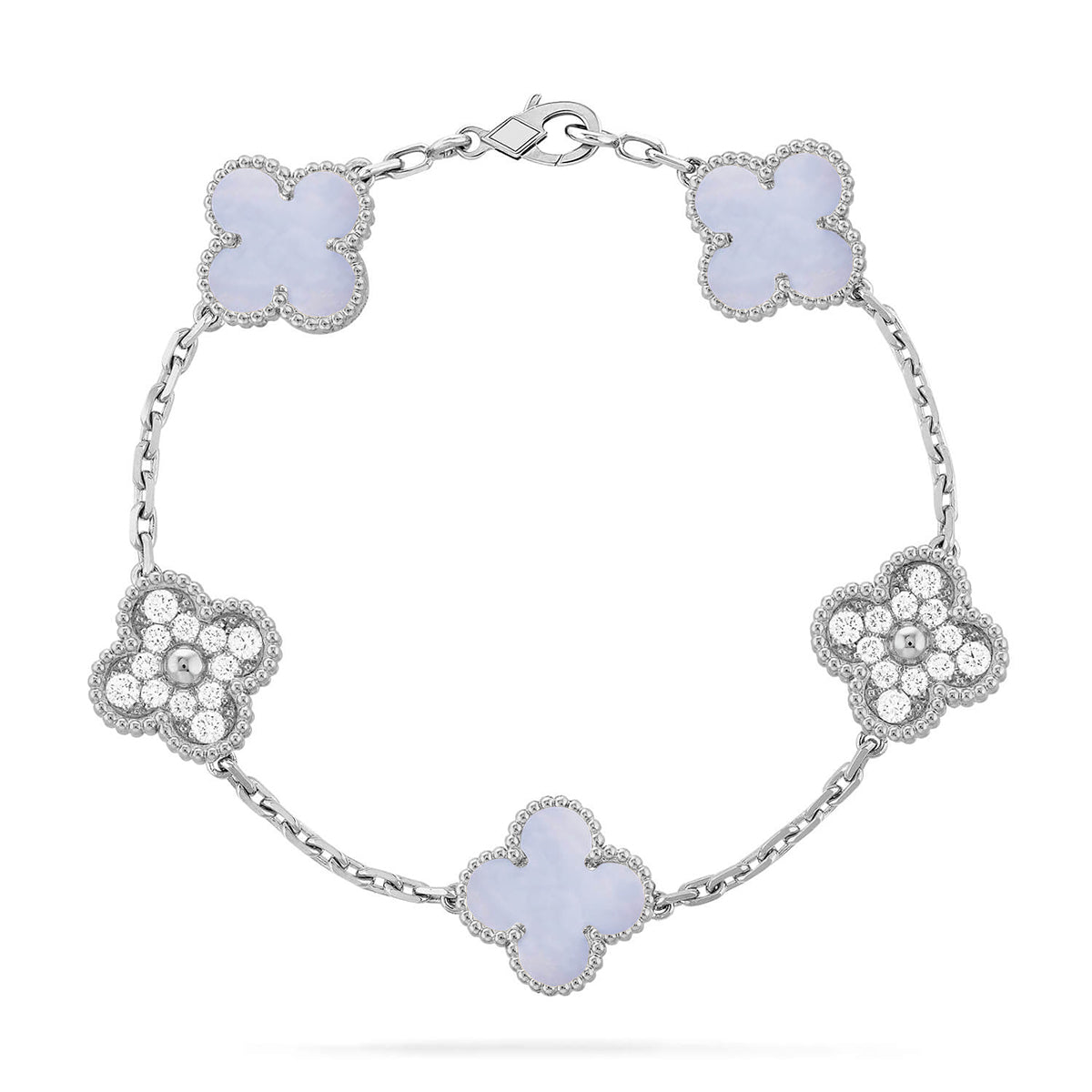 [Aetheris] LUCKY CLOVER 5-MOTIV-ARMREIF - PURPUR CHALCEDON KOLLEKTION