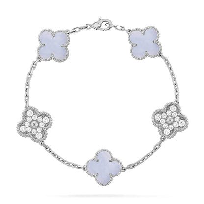 [Aetheris] LUCKY CLOVER 5-MOTIV-ARMREIF - PURPUR CHALCEDON KOLLEKTION