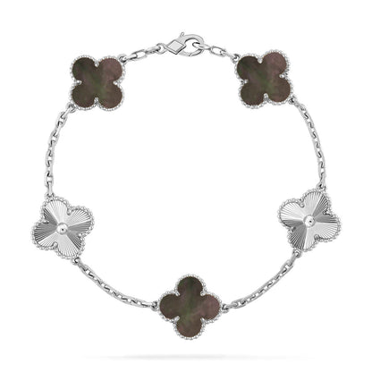 [Aetheris]LUCKY CLOVER 5-MOTIV-ARMBAND – KOLLEKTION GRAUES PERLMUTT