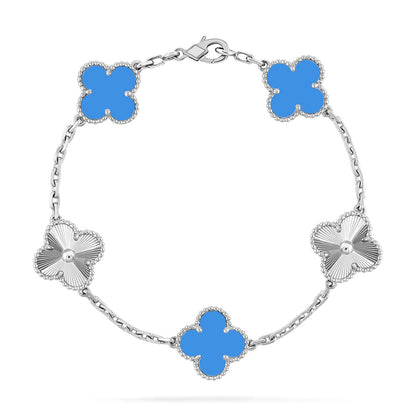 [Aetheris]GLÜCKKLEE-ARMBAND MIT 5 MOTIVEN – BLAUE-ACHAT-KOLLEKTION